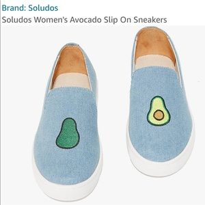 Jason Polan x Soludos Avocado Denim Slip-on Sneakers Size 9